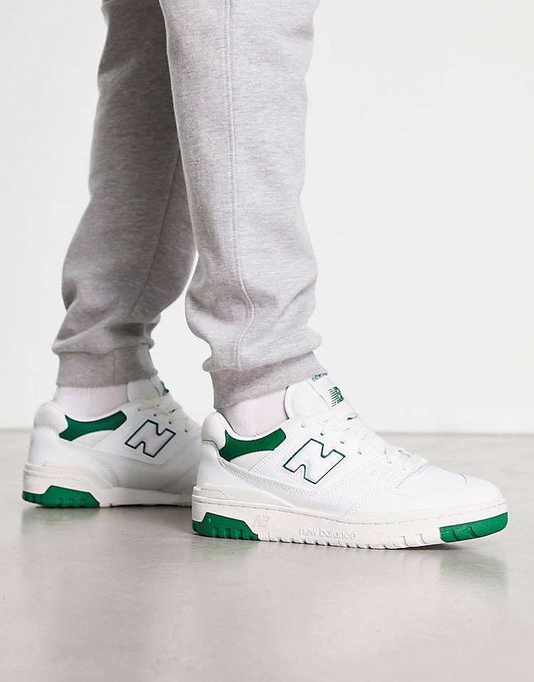 New Balance 550 sneakers in white with green detail